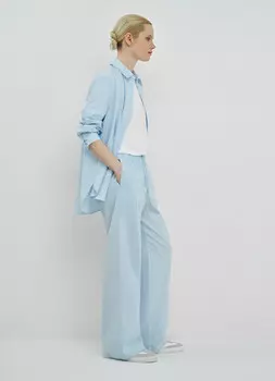Прямые брюки из хлопка, Голубой