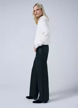 Прямые брюки из искусственной кожи, Черный