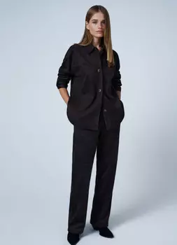 Прямые брюки из искусственной замши, Коричневый