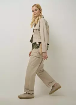 Прямые брюки-карго, Бежевый