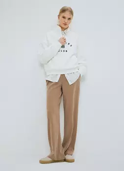 Прямые брюки с эластичным поясом, Бежевый