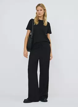 Прямые брюки с эластичным поясом, Черный