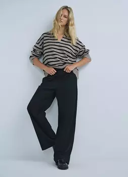 Прямые брюки с эластичным поясом, Черный