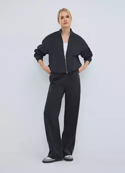 Прямые брюки с эластичным поясом, Серый