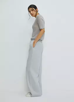 Прямые брюки с поясом на резинке, Серый
