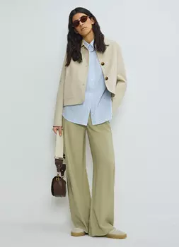 Прямые брюки с поясом на резинке, Зеленый