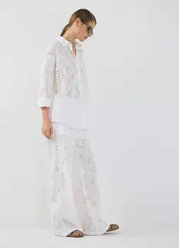Прямые брюки с вышивкой, Белый