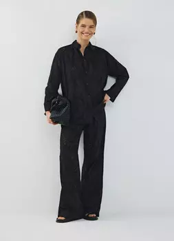 Прямые брюки с вышивкой, Черный