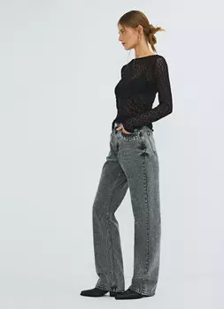 Прямые джинсы с акцентными карманами, Серый