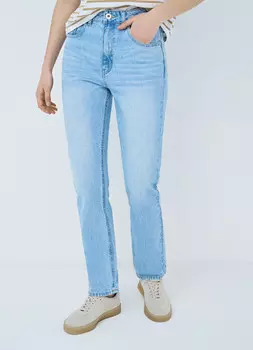 Прямые джинсы с высокой посадкой, Голубой