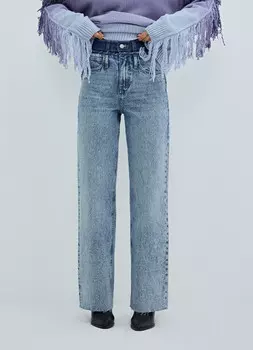 Прямые джинсы с высокой посадкой, Голубой