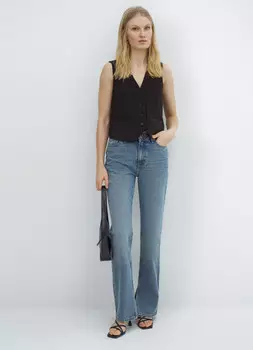 Прямые джинсы с высокой посадкой, Голубой