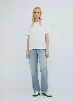 Прямые джинсы с высокой посадкой, Голубой