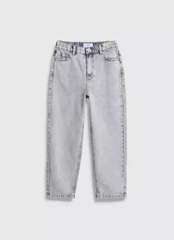 Прямые джинсы с высокой посадкой, Серый