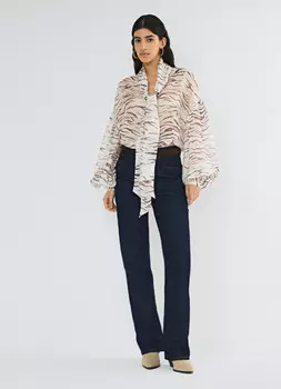 Прямые джинсы с высокой посадкой, Синий