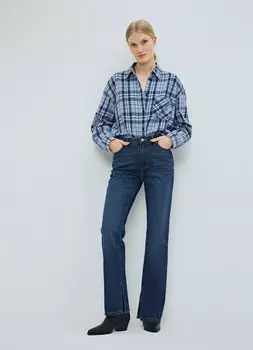 Прямые джинсы с высокой посадкой, Синий