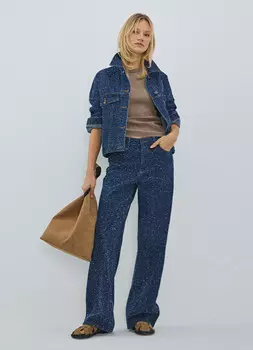 Прямые джинсы с жаккардовым узором, Синий