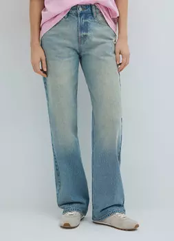 Прямые джинсы со средней посадкой, Голубой