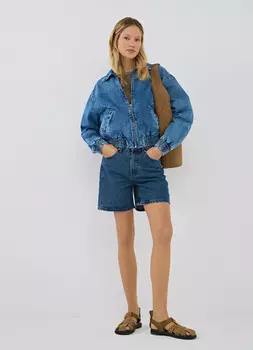 Прямые шорты со средней посадкой, Синий