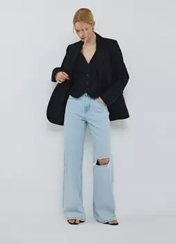 Прямые свободные джинсы, Голубой