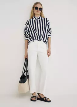 Прямые укороченные джинсы, Белый