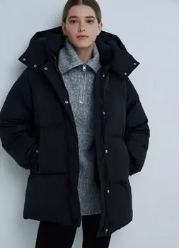 Пуховик с утеплителем из натурального пуха, Черный