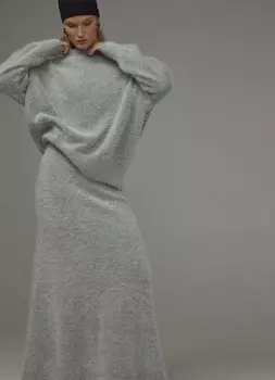 Пушистый джемпер оверсайз из шерсти, Серый