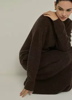 Пушистый джемпер оверсайз, Коричневый