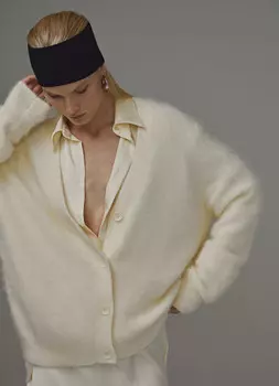 Пушистый кардиган оверсайз с шерстью, Желтый