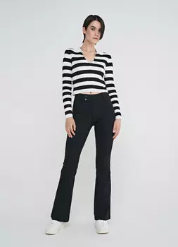 Расклешённые брюки с низкой посадкой, Черный