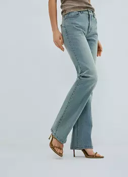 Расклёшенные джинсы с высокой посадкой, Голубой