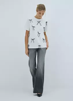 Расклёшенные джинсы с высокой посадкой, Серый