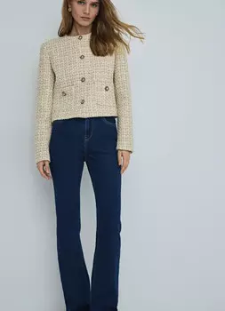 Расклёшенные утеплённые джинсы, Синий