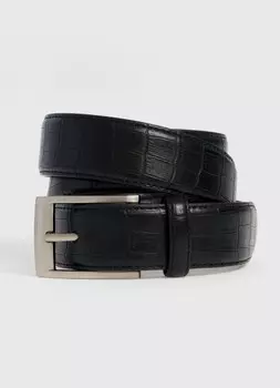 Ремень c фактурой под крокодила, Черный