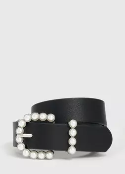 Ремень с декоративной пряжкой, Черный