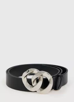 Ремень с двойной пряжкой, Черный
