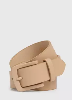 Ремень с монохромной пряжкой, Бежевый