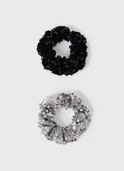 Резинки с пайетками для девочек, 2 шт., Черный