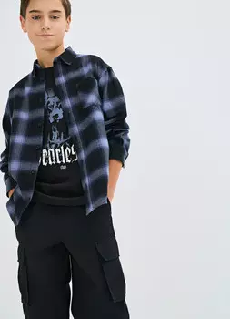 Рубашка из фланели для мальчиков, Синий