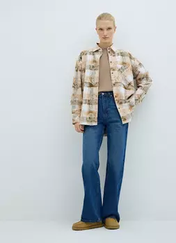 Рубашка из фланели в клетку, Бежевый