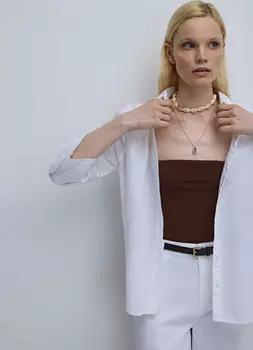 Рубашка из хлопка и льна, Белый