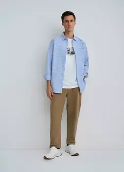 Рубашка из хлопка Oxford в клетку, Голубой