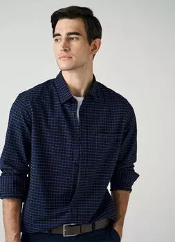Рубашка из хлопка Oxford в клетку, Синий