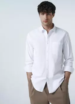Рубашка из хлопка с накладным карманом, Белый