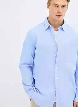 Рубашка из хлопка с накладным карманом, Голубой
