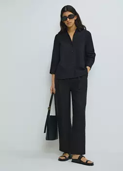 Рубашка из хлопка с рукавом 3/4, Черный