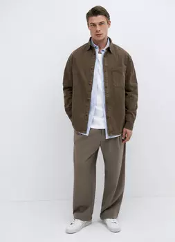 Рубашка из хлопкового твила, Серый