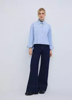 Рубашка из искусственной замши, Голубой