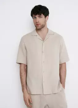 Рубашка из муслина с коротким рукавом, Бежевый