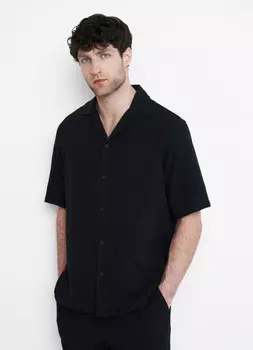 Рубашка из муслина с коротким рукавом, Черный